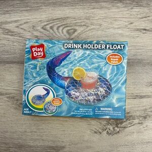 New in Box Play Day Mermaid Tail Drink Holder Float with Glitter Sparkles Inside